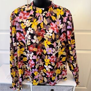 Who What Wear Floral Blouse with Pink and Orange Accents